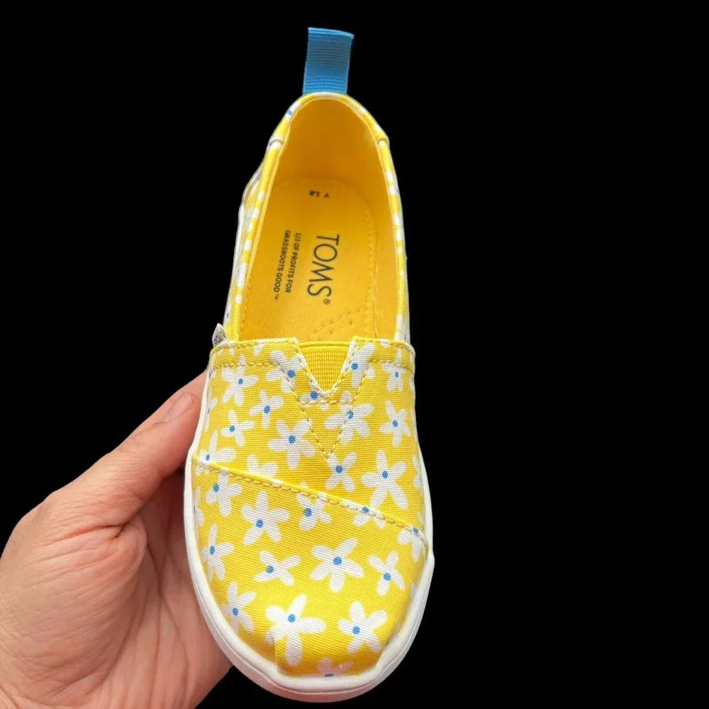 Toms Little Girls‎ Alpargata Shoes Size 12-13 Yellow Slip on Lightweight & Comfy